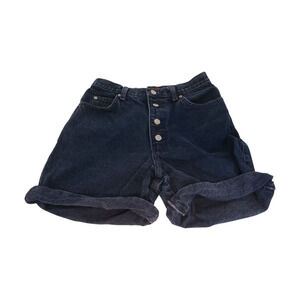 Vtg Denim Shorts Sassoon sz S 25" Waist Dark Wash High Rise Button Fly Cuffed